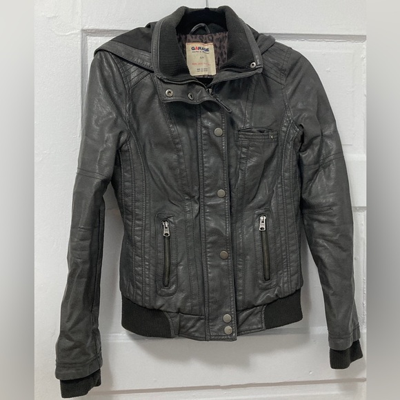 Faux leather grey jacket - Picture 3 of 4